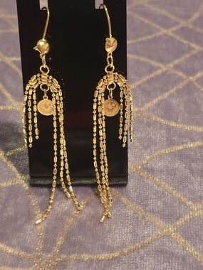 22kgp Dubai Jewelry Gold Tassel Dangle Earrings